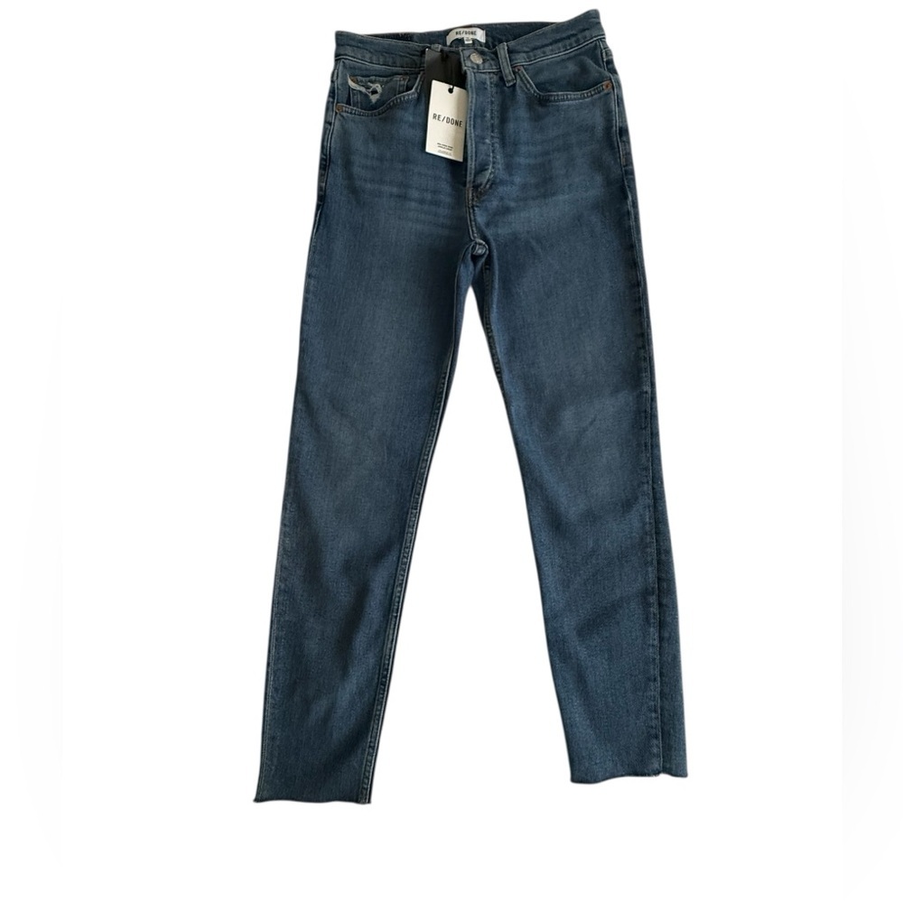 Re/Done 90s High Rise Ankle Crop Jeans Dark Stone Wash Size 28 New With Tags